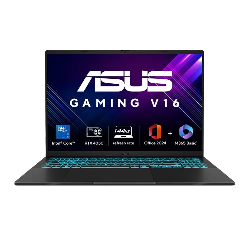 Picture of Asus Gaming V16 - Intel Core 5 210H 16" (40.64 cm) V3607VU-RP550WS Gaming Laptop (16GB/ 512GB SSD/ 6GB GDDR6 NVIDIA GeForce RTX 4050/ Windows 11 Home/ MS Office 2024/ 1Year Warranty/ Black/ 1.95 Kg)